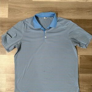 Adidas Light Blue Striped Polo Shirt - Men's
